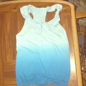 An ombré blue halter top shirt